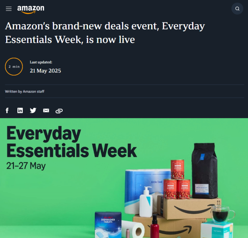 亚马逊推出首个快消品促销周