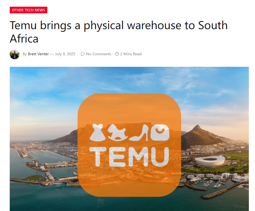 TEMU在南非设立本地仓库，提供次日达